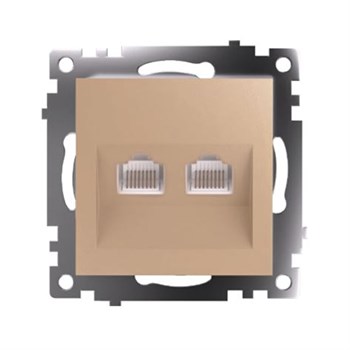 Розетка компьютерная 2-местная RJ-45 (механизм) STEKKER GLS00-7109-08, серия Катрин, золото 50009 - фото 184719