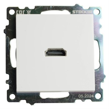 Розетка HDMI 2.1, Type A  (механизм), STEKKER GLS00-7118-01, серия Катрин, белый 50058 - фото 184793