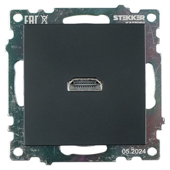 Розетка HDMI 2.1, Type A  (механизм), STEKKER GLS00-7118-05, серия Катрин, черный 50062 - фото 184813
