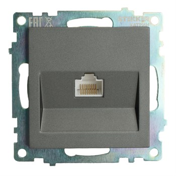 Розетка компьютерная 1-местная RJ-45 (механизм), серия Катрин, графит, GLS00-7107-06 49418 - фото 184962