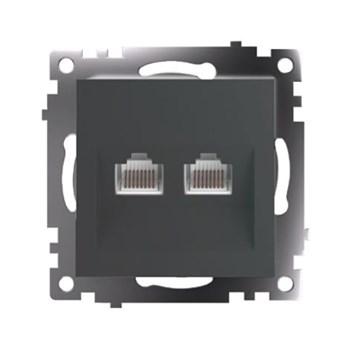 Розетка компьютерная 2-местная RJ-45 (механизм) STEKKER GLS00-7109-06 , серия Катрин, графит 50008 - фото 184991