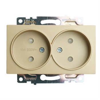 GLS10-7113-08 Розетка 2-местная с защитной шторкой (механизм) б/з, 250В, 10А, серия Катрин, золото 49225 - фото 185764