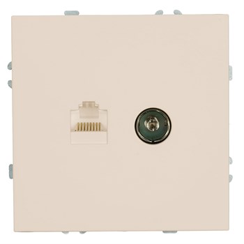 Розетка TV + компьютерная RJ-45 (механизм), STEKKER, серия Эмили, RST00-5106-08, кашемир, soft touch 49898 - фото 186051
