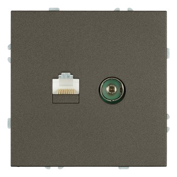 Розетка TV + компьютерная RJ-45 (механизм), STEKKER, серия Эмили, RST00-5106-09, антрацит, soft touch 49924 - фото 186233