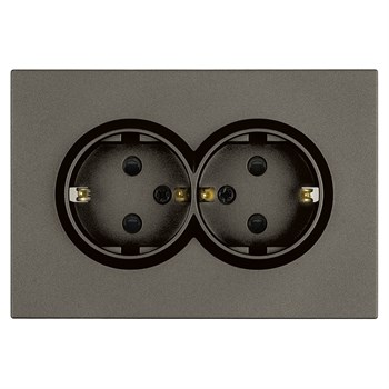 Розетка 2-местная с защитной шторкой, STEKKER, с/з, 250В, 16А, серия Эмили, RST16-5114-09, антрацит, soft touch 49934 - фото 186368