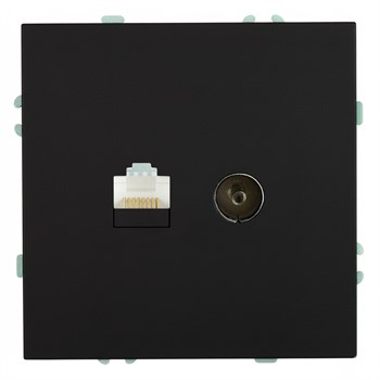 Розетка TV + компьютерная RJ-45 (механизм), STEKKER, RST00-5106-05, серия Эмили, черный уголь, soft touch 49846 - фото 186396