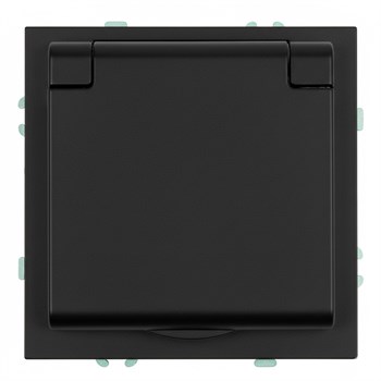 Розетка 1-местная с крышкой с защ. штор, STEKKER, с/з, IP42, 250В, 16А, серия Эмили, RST16-5112-05, черный уголь, soft touch 49855 - фото 186683