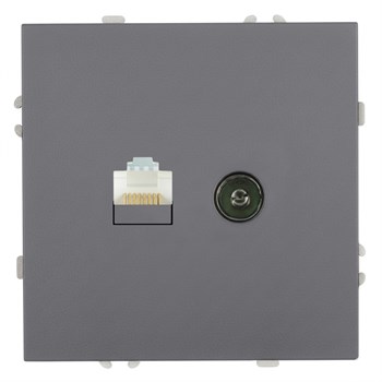 Розетка TV + компьютерная RJ-45 (механизм), STEKKER, серия Эмили, RST00-5106-10, платиново-серый, soft touch 49950 - фото 186690