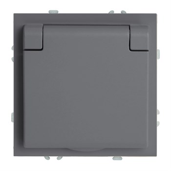 Розетка 1-местная с крышкой с защ. штор, STEKKER, б/з, IP42, 250В, 16А, серия Эмили, RST16-5113-10, платиново-серый, soft touch 49956 - фото 186724