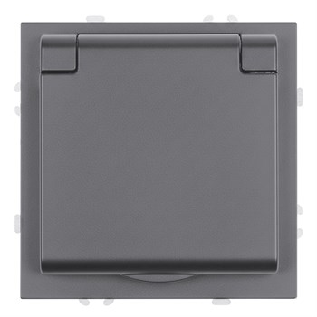 Розетка 1-местная с крышкой с защ. штор, STEKKER, с/з, IP42, 250В, 16А, серия Эмили, RST16-5112-10, платиново-серый, soft touch 49959 - фото 186775