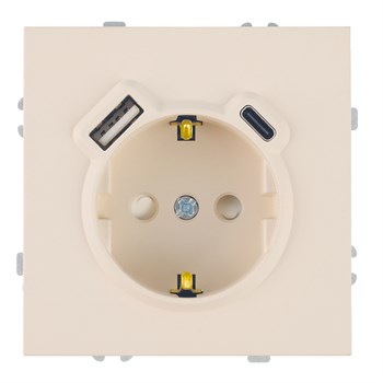Розетка 1-местная з/ш с/з 16А + USB + Type C (механизм), STEKKER, 250В, 20W, серия Эмили, RST16-5119-08, кашемир, soft touch 50360 - фото 188123