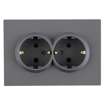 Розетка 2-местная с з/ш, с/з, СЗК, STEKKER, 250В, 16А, серия Эмили, RST16-5114-10ZK, платиново-серый, soft touch 50244 - фото 188531