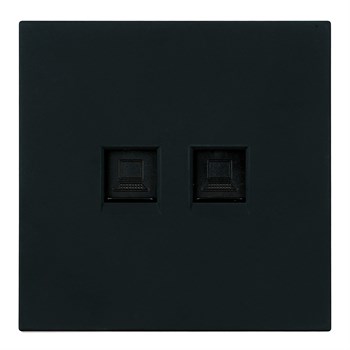 Розетка компьютерная 2-местная RJ-45 (механизм), STEKKER,  серия Мия, RST00-3111-05, черный бархат 50451 - фото 188824