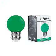 Лампа светодиодная Feron LB-37 Шарик E27 1W 230V Зеленый