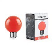 Лампа светодиодная Feron LB-37 Шарик E27 1W Красный