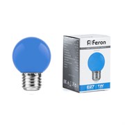 Лампа светодиодная Feron LB-37 Шарик E27 1W 230V Синий