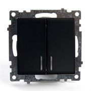 Выключатель 2-клавишный c индикатором (механизм), STEKKER GLS10-7102-05, 250В, 10А, серия Катрин, черный