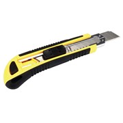 KMU-1 Нож строительно-монтажный Stekker, серии KMU с сегмент.лезвием (5 дополнительных),18 мм, желтый/черный