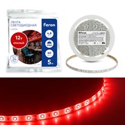Светодиодная LED лента Feron LS604, 60SMD(2835)/m 4.8W/m 12V IP65 5m красный