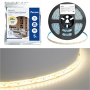 Светодиодная LED лента Feron LS512, 180SMD(2835)/м 16Вт/м 24V 5000*10*2.3мм 3000К IP65 51825