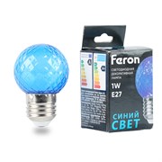 Лампа светодиодная Feron LB-385 Шарик синий прозрачный E27 1W 230V 52162