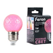 Лампа светодиодная Feron LB-385 Шарик розовый прозрачный E27 1W 230V 52177