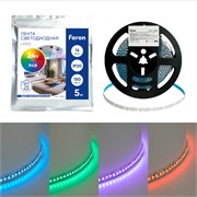 Светодиодная LED лента Feron LS502, 180SMD(5050)/м 16Вт/м 24V 5000*10*1.5мм RGB IP20 51824