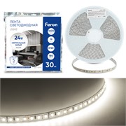 Светодиодная LED лента Feron LS502, 180SMD(2835)/м 16Вт/м 24V 30000*10*1.22мм 4000К 30м IP20 53090