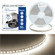Светодиодная LED лента Feron LS501, 120SMD(2835)/м 11Вт/м 24V 30000*8*1.22мм 4000К 30м IP20 53087