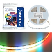 Лента светодиодная  COB RGBW-MIX 5 в 1 840SMD 22Вт/м 24V 5000*12*1.8 мм RGB+2300К+6500K, IP20, LS538 FERON 53337