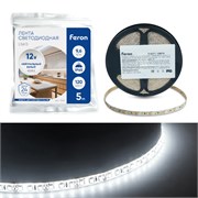 Светодиодная LED лента Feron LS613, 120SMD(2835)/m 9.6W/m 12V 5m 4000К 51637