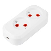 Розетка переносная разборная 2-местная б/з STEKKER, PST10-200-20, 250В, 10A, IP20，белый 39007