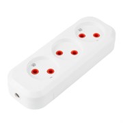 Розетка переносная разборная 3-местная б/з, STEKKER, PST10-300-20, 250В, 10A, IP20，белый 39008