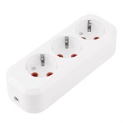 Розетка переносная разборная 3-местная с/з STEKKER, PST16-310-20, 250В, 16A, IP20, белый 39011