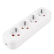 Розетка переносная разборная 4-местная с/з STEKKER, PST16-410-20, 250В, 16A, IP20, белый 39012