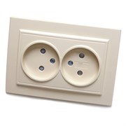 Розетка 2-местная б/з, STEKKER, PST10-9013-02, 250В, 16А с защитной шторкой, серия Эрна, слоновая кость 39239