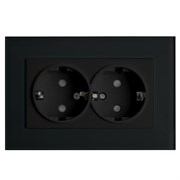 Розетка 2-местная c/з STEKKER, PST16-9014-03, с защитной шторкой, 250В, 16А, серия Эрна, черный 39482