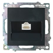 Розетка компьютерная 1-местная RJ-45 (механизм), STEKKER GLS00-7107-05, серия Катрин, черный 39613