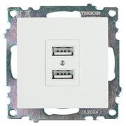 Розетка USB 2-местная (механизм), STEKKER GLS10-7115-01, 250B, 2,1А, серия Катрин, белый 39686