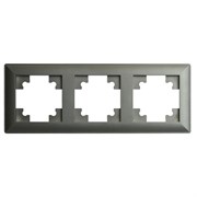 Рамка STEKKER, PFR00-7003-06 3-местная, пластик, серия Катрин, графит 39809
