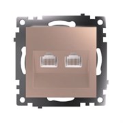 Розетка компьютерная 2-местная RJ-45 (механизм) STEKKER GLS00-7109-02, серия Катрин, шампань 50004