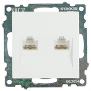 Розетка компьютерная 2-местная RJ-45 (механизм) STEKKER GLS00-7109-01 , серия Катрин, белый 50003