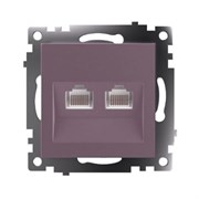 Розетка компьютерная 2-местная RJ-45 (механизм) STEKKER GLS00-7109-04, серия Катрин, шоколад 50006