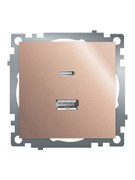 Розетка 2-местная USB + type C (механизм), STEKKER GLS10-7116-02, 250B, 3A, max 20W, серия Катрин, шампань 50056