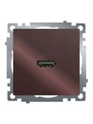 Розетка HDMI 2.1, Type A (механизм), STEKKER GLS00-7118-04, серия Катрин, шоколад 50064