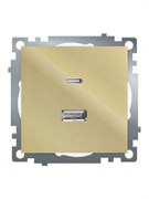 Розетка 2-местная USB + type C (механизм), 250В, 3А, max 20W, STEKKER, GLS10-7116-08, серия Катрин, золото 50053