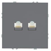 Розетка компьютерная 2-местная RJ-45 (механизм), STEKKER, серия Эмили, RST00-5111-10, платиново-серый, soft touch 49952