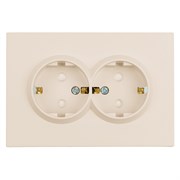 Розетка 2-местная с защитной шторкой, STEKKER, с/з, 250В, 16А, серия Эмили, RST16-5114-08, кашемир, soft touch 49908
