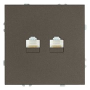 Розетка компьютерная 2-местная RJ-45 (механизм), STEKKER, серия Эмили, RST00-5111-09, антрацит, soft touch 49926