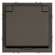 Розетка 1-местная с крышкой с защ. штор, STEKKER, с/з, IP42, 250В, 16А, серия Эмили, RST16-5112-09, антрацит, soft touch 49933